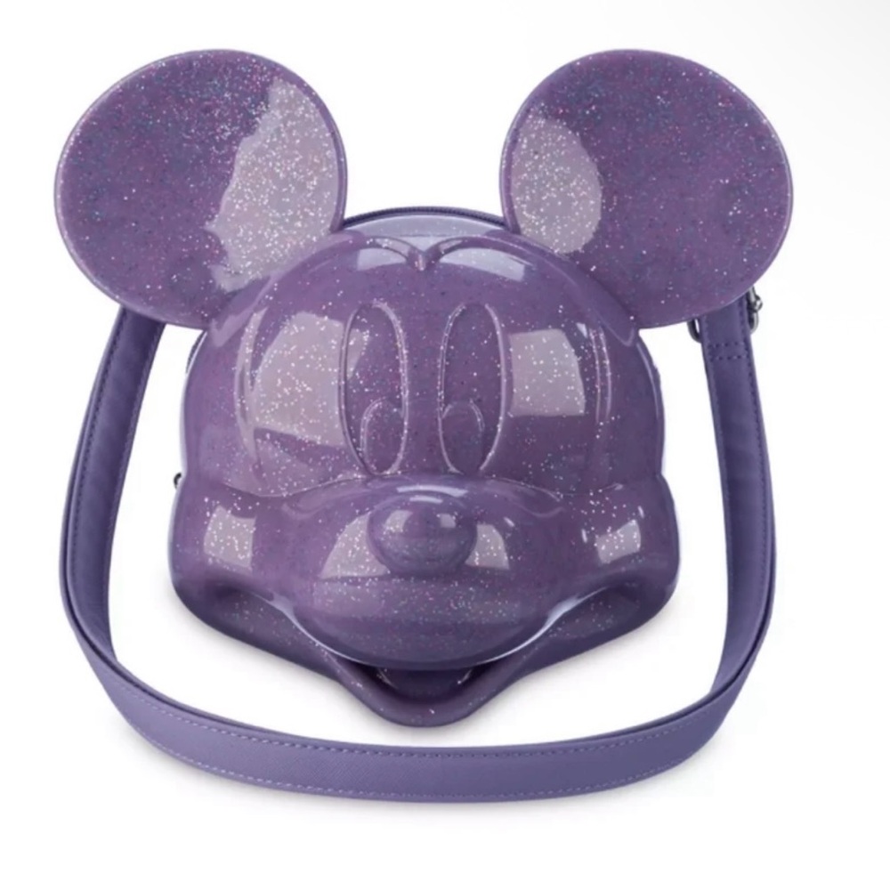 Disney Parks Minnie Purple Glitter Head Crossbody Bag – Loungefly – Brand New